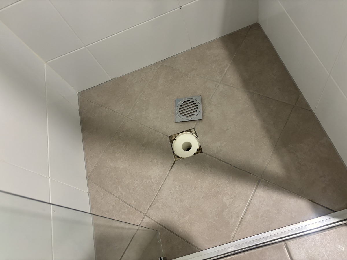 Shower before regrouting