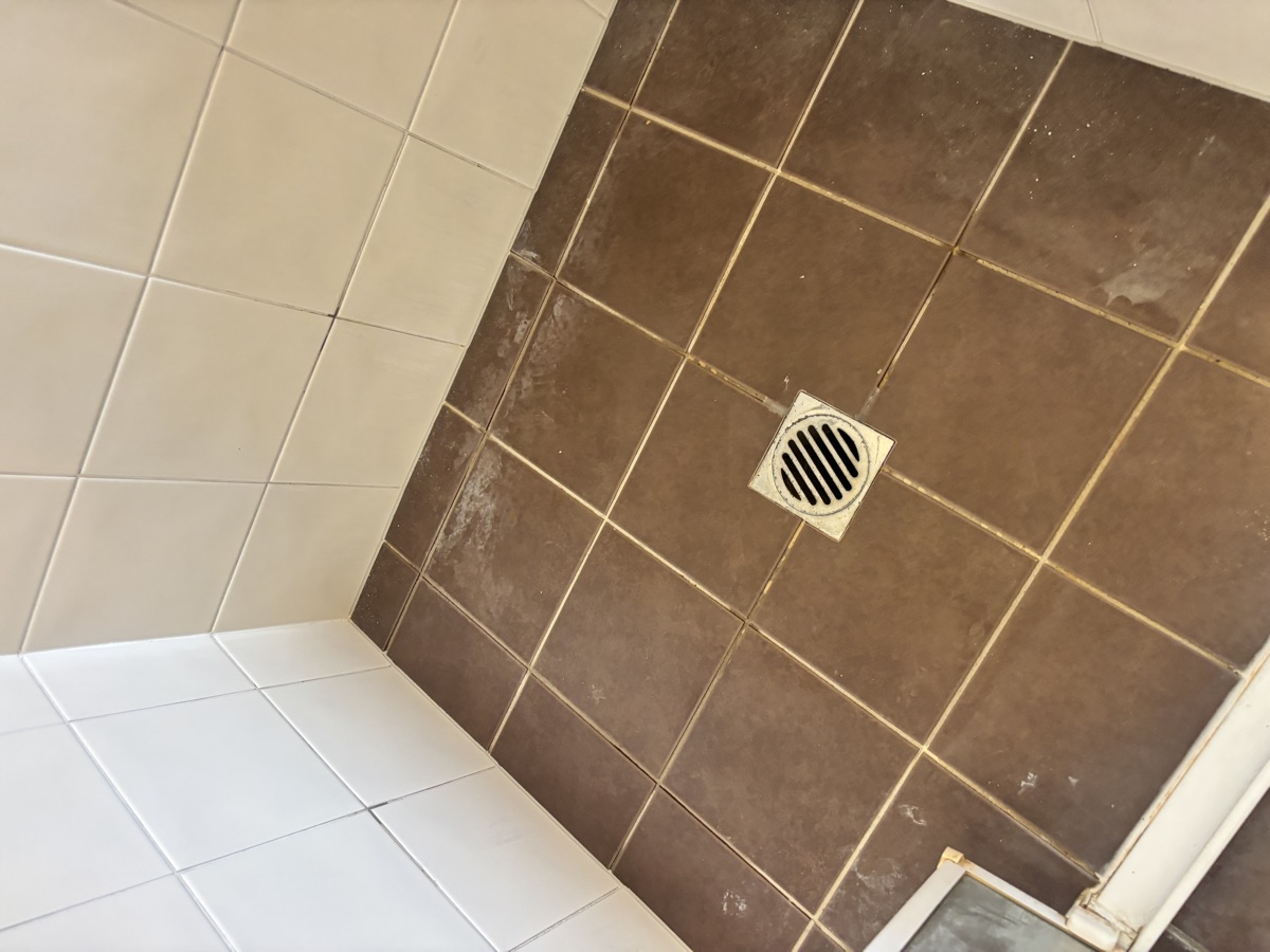 Shower before regrouting