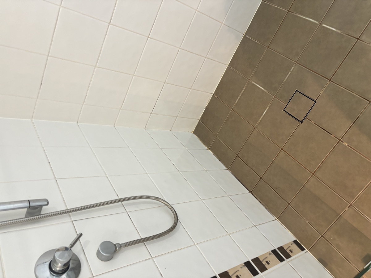 Shower before regrouting
