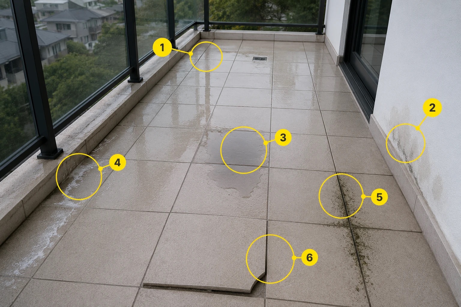 Balcony grout failure - warning signs